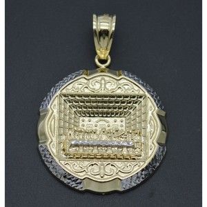 Real 10K Yellow White Gold Round Mens Apostles Charm Pendant Diamond Cut 4.9gr